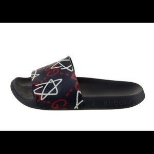 Gucci Ghost Leather Slides - Blue, white and red Sandals size 6.5w